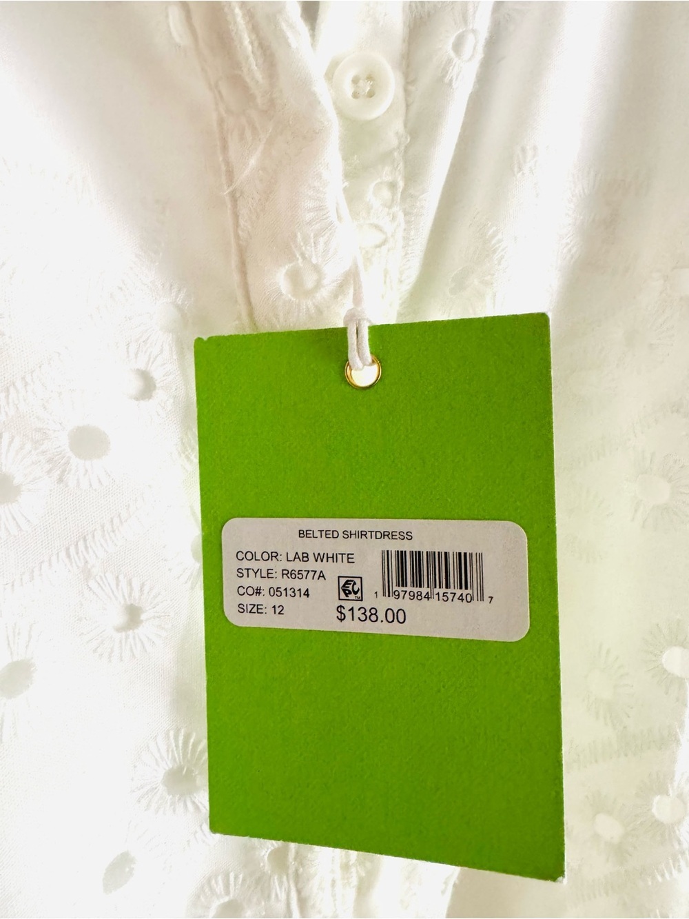 NWT Sam Edelman White Eyelet Collared Sleeveless Button Down Midi-Maxi Dress - Picture 4 of 8